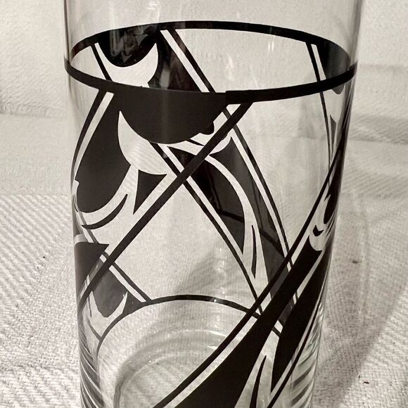 Libbey Tumblers Set of 4 With Three Black Diagonal Bands Leaf Design 14 Oz EVC. - Picture 4 of 8